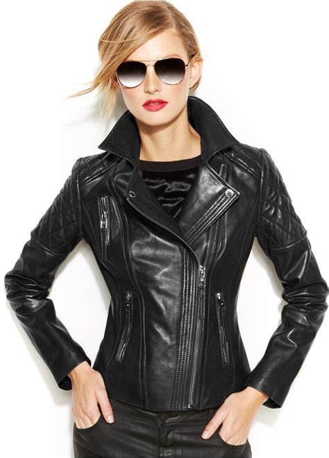 michael kors printed lambskin leather jackets images|Leather Racer Jacket .